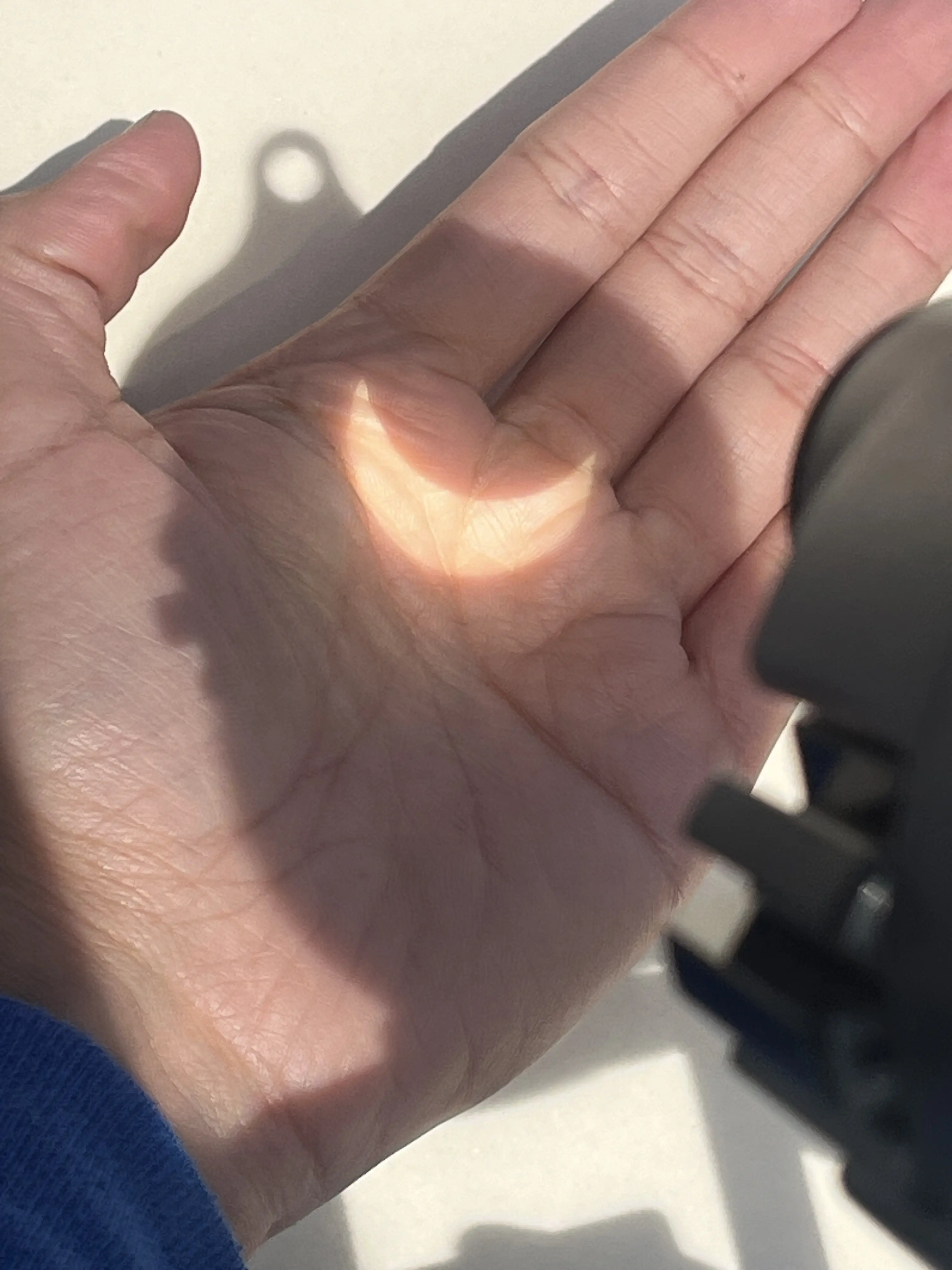 a photo of the eclipse projected onto bhavik's hand